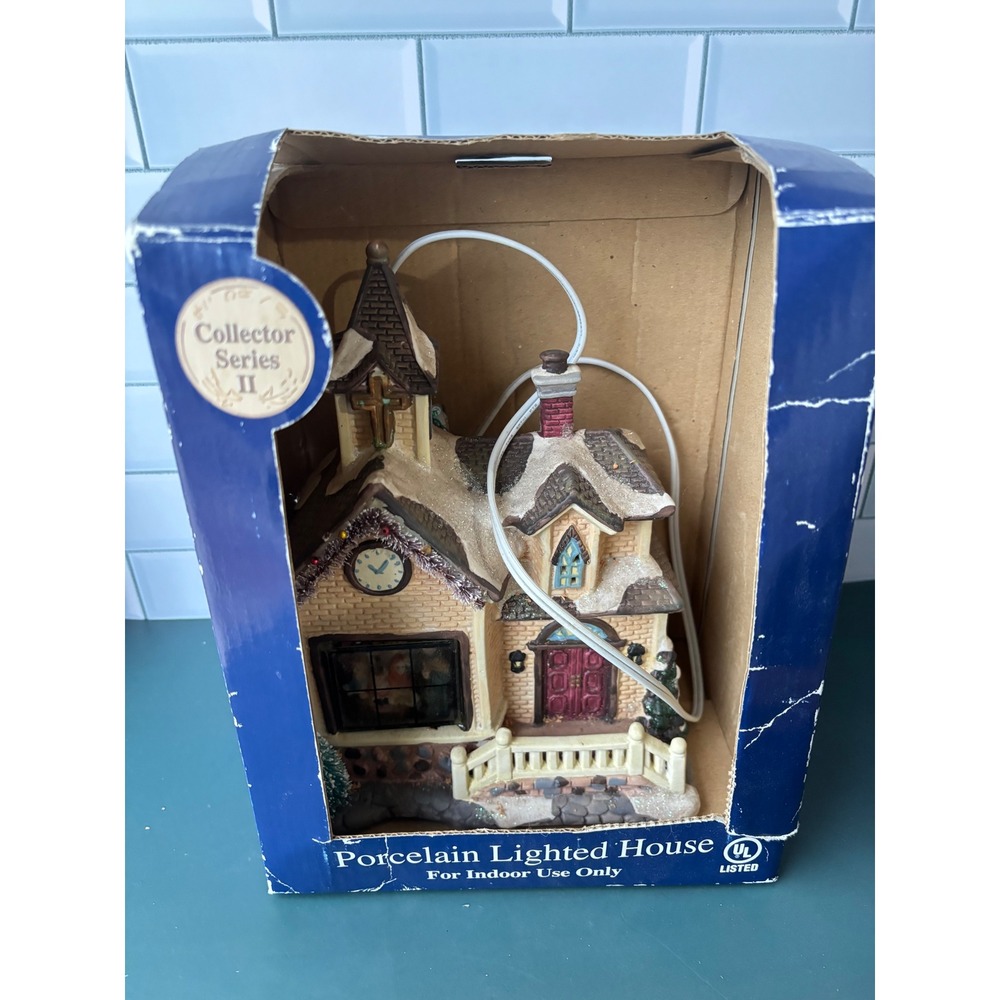 Victoria Falls Collector Series II Porcelain Lighted House Church Christmas